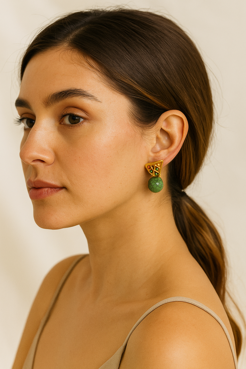 Color Bead Stud Earrings