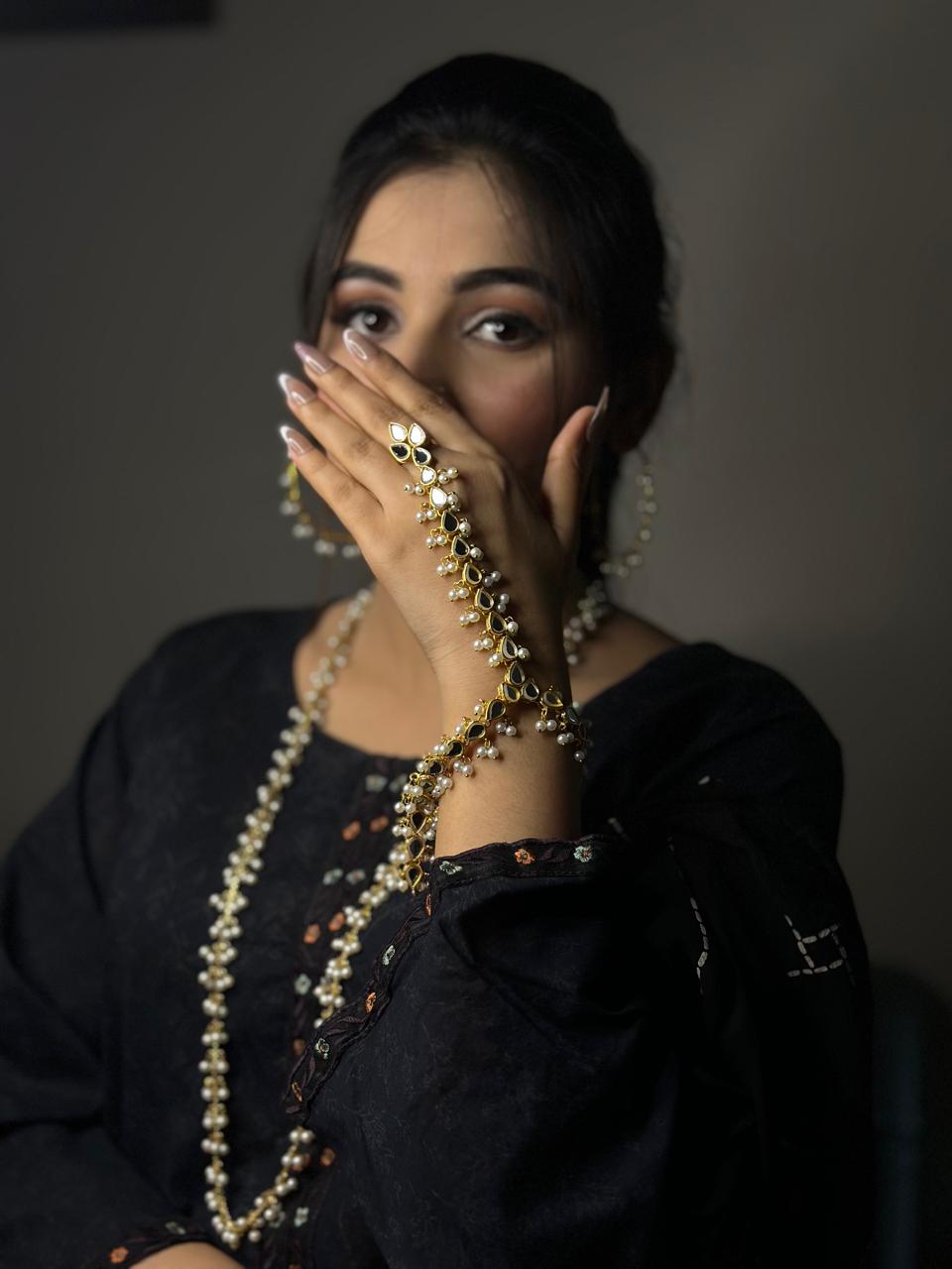 Pearl Kundan Hand Harness