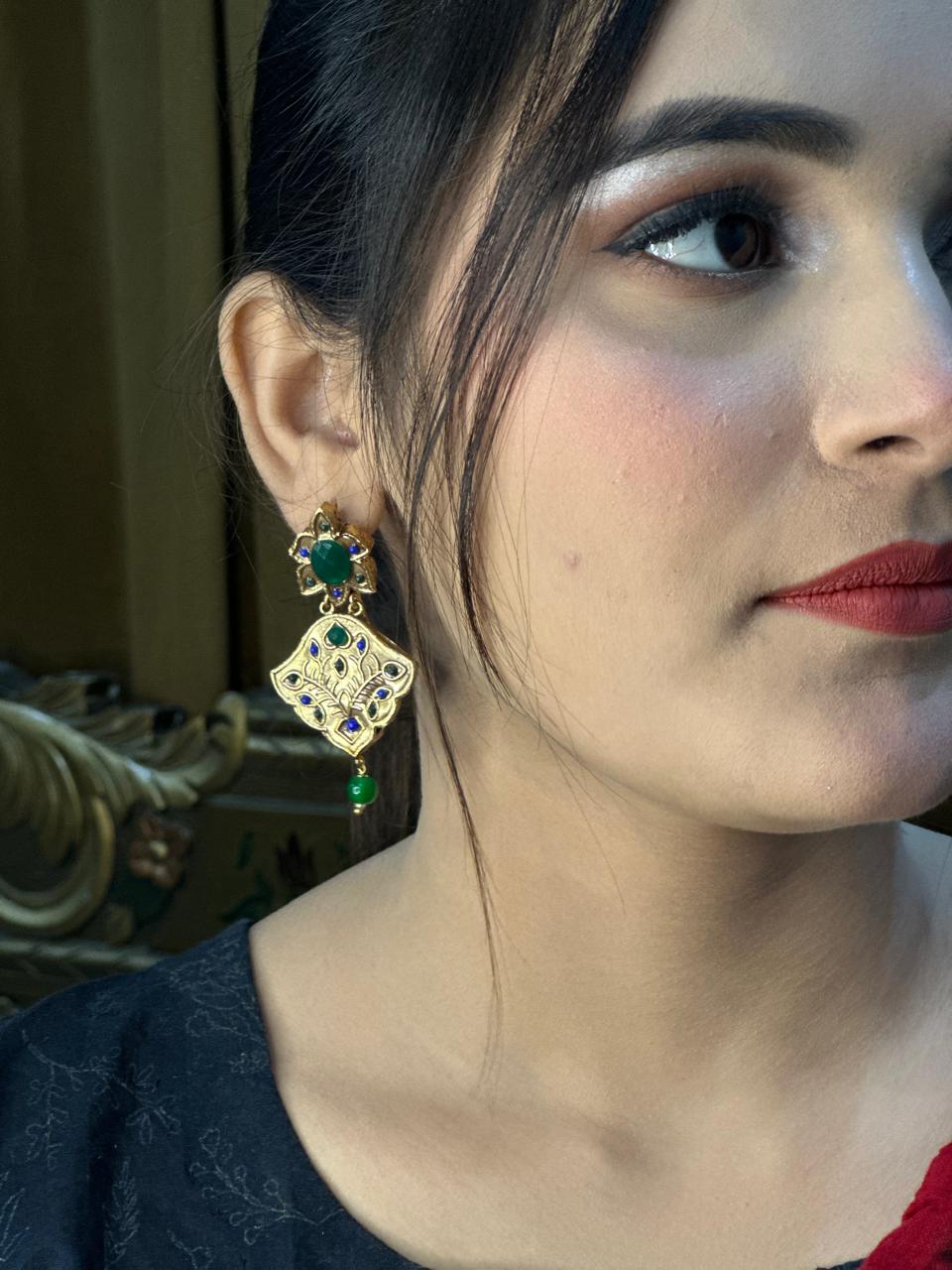 Royal Green Stone Earrings