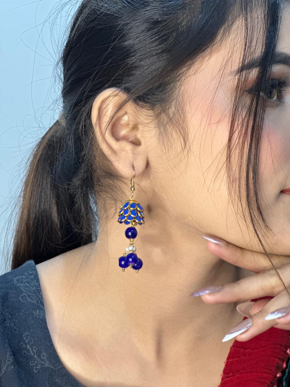 Emerald Drop Jhumka Earrings