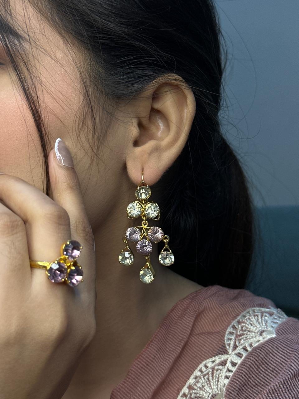 Crystal Drop Cluster Earrings
