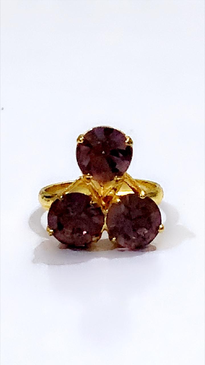 Crimson Triple Stone Ring