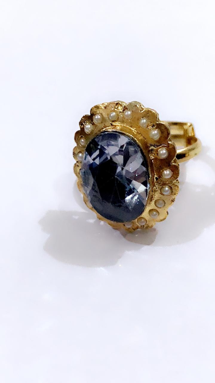 Royal Sapphire Pearl Ring