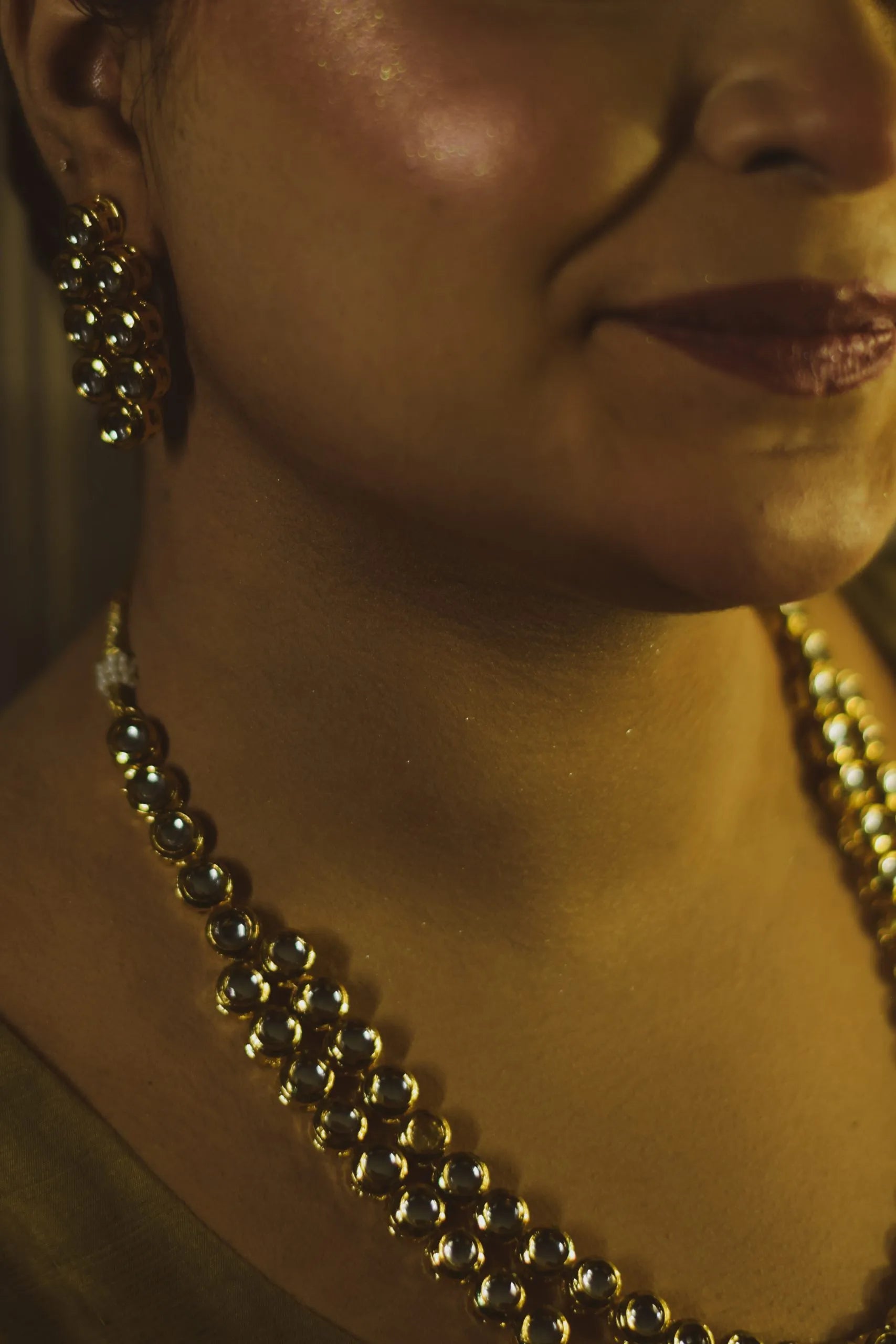 Kundan Double Layered Necklace Set with Earrings