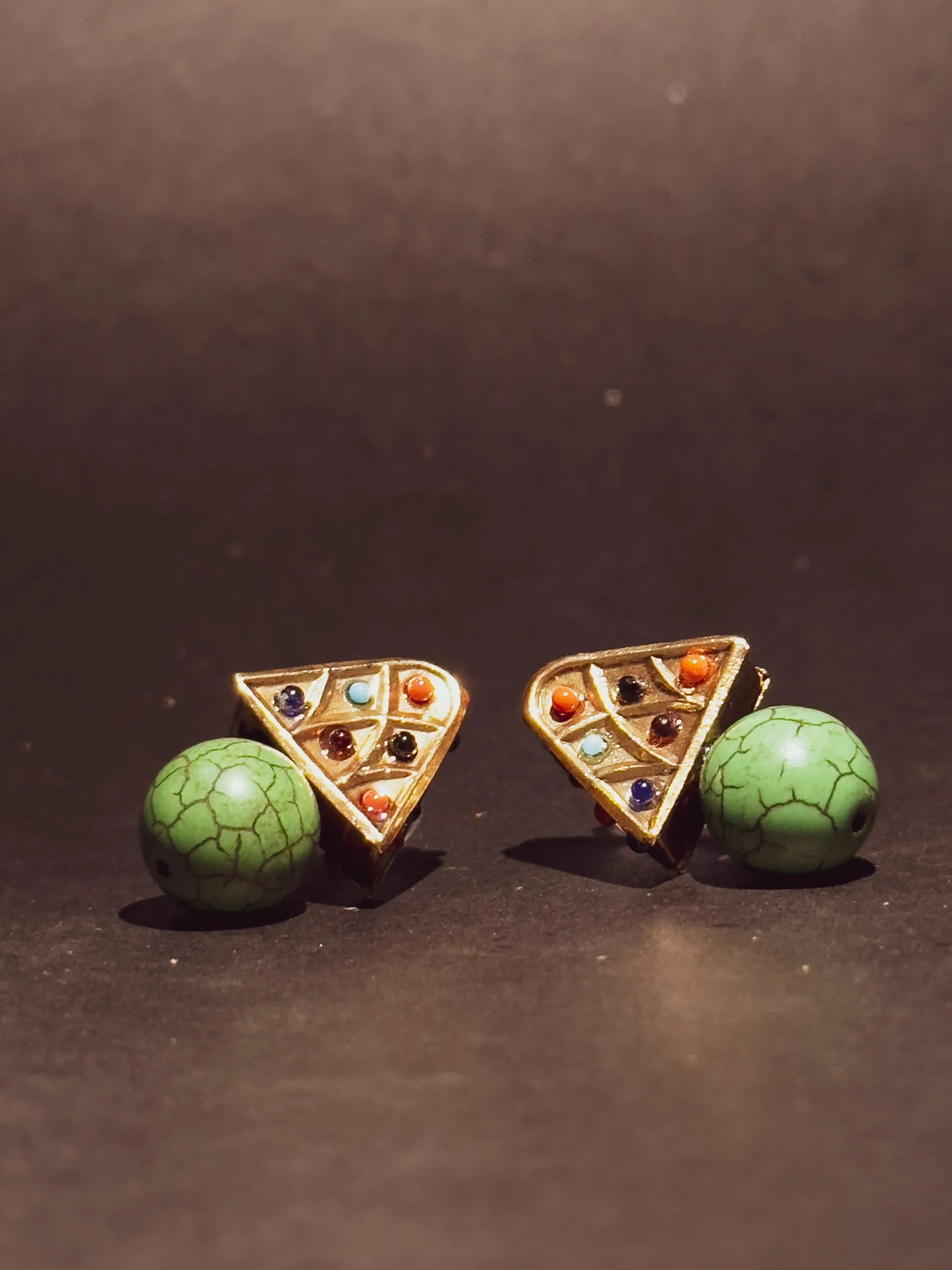 Color Bead Stud Earrings