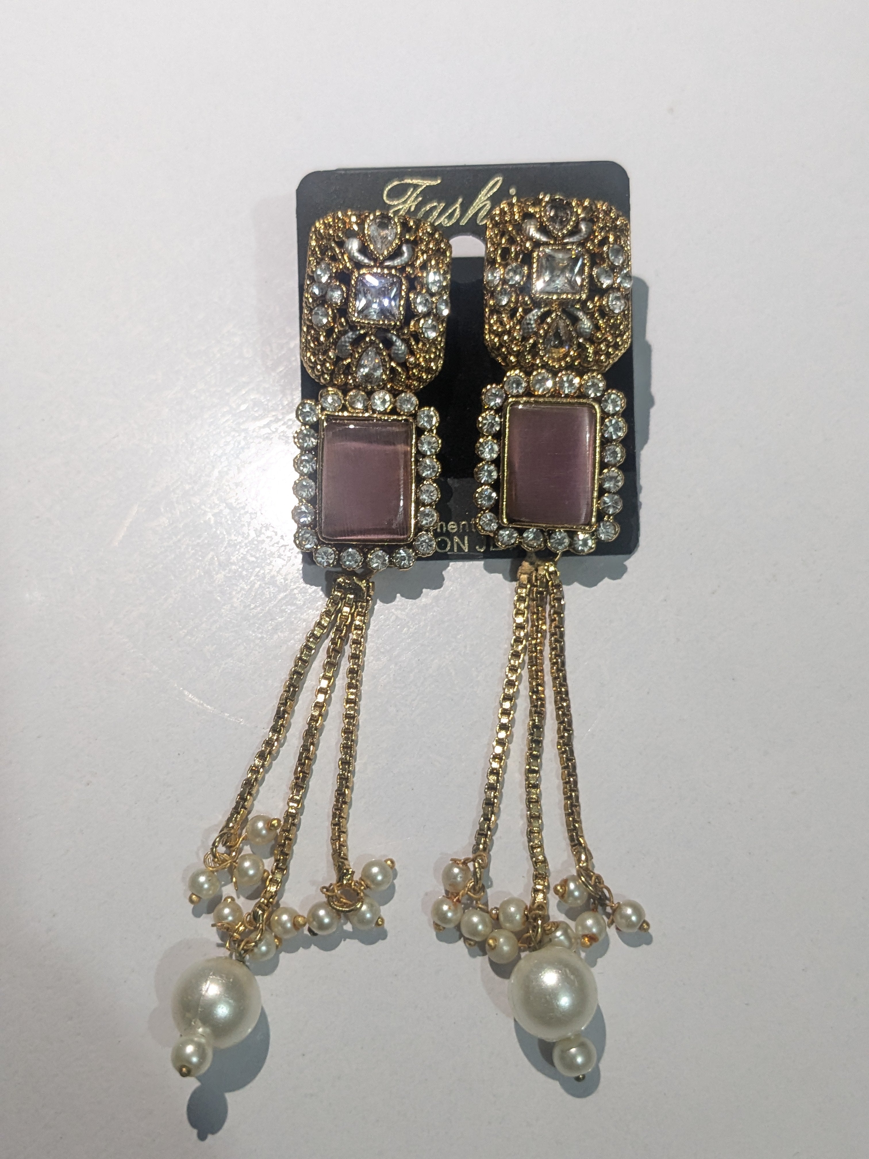 Regal Pearl Dangle Earrings
