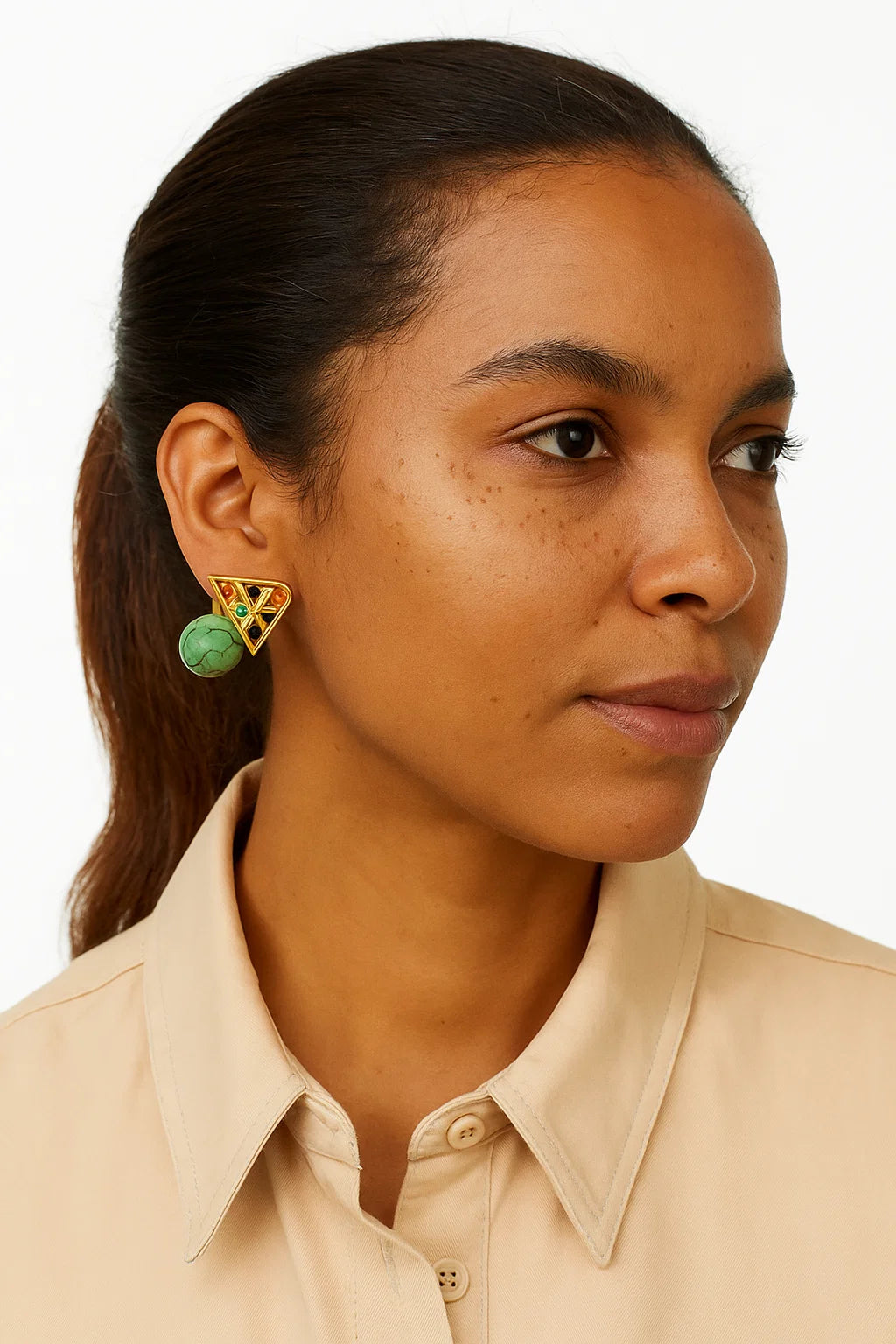 Color Bead Stud Earrings