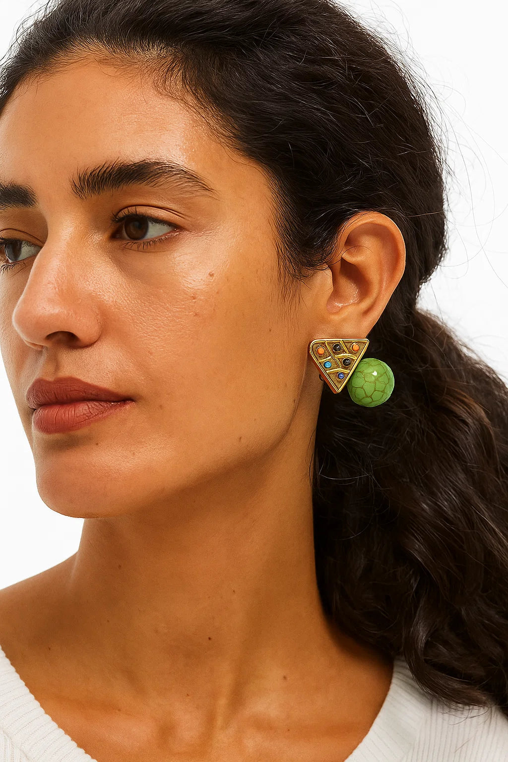 Color Bead Stud Earrings