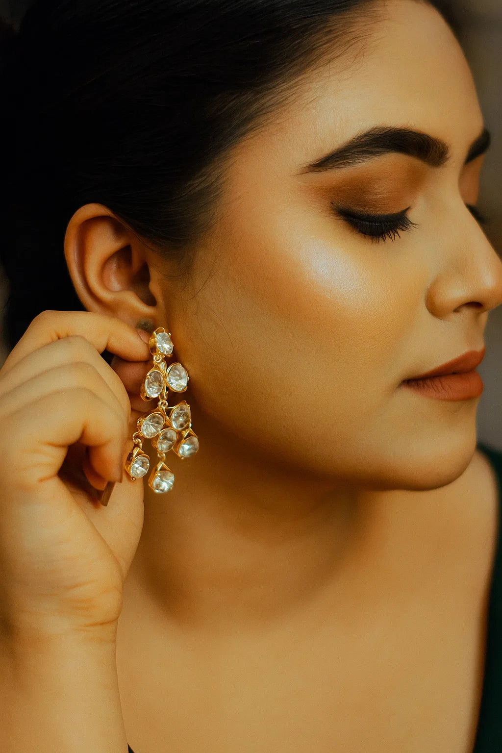 Crystal Drop Cluster Earrings