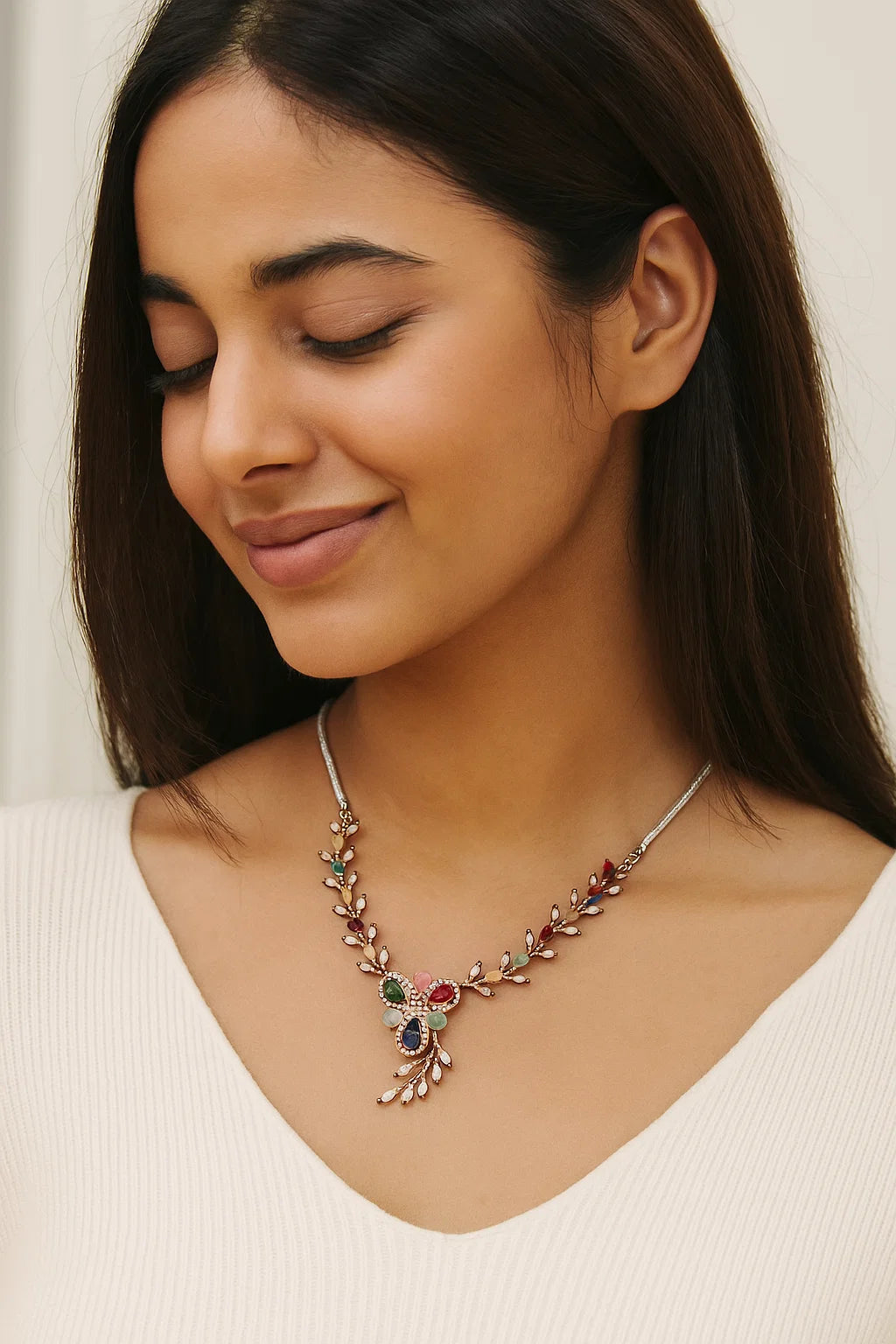 Royal Multicolor Leaf Necklace