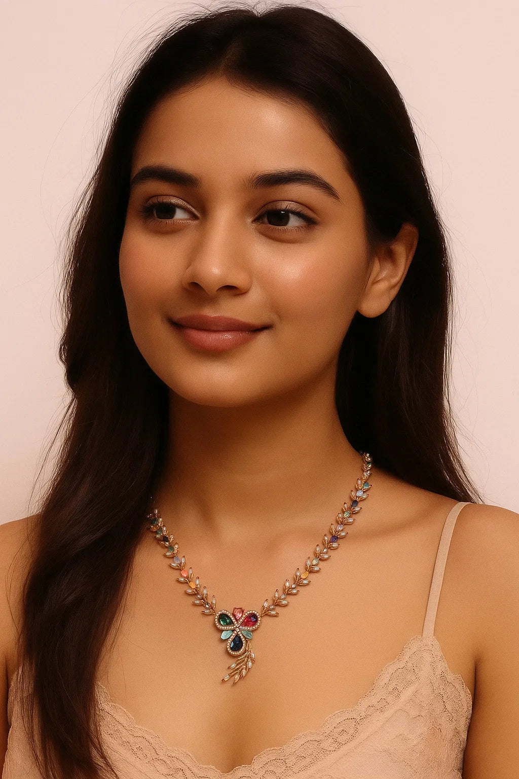 Royal Multicolor Leaf Necklace